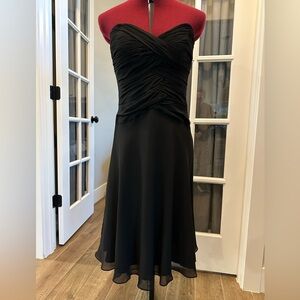 White House/Black Market Black Chiffon Strapless Dress with Sweetheart Neckline